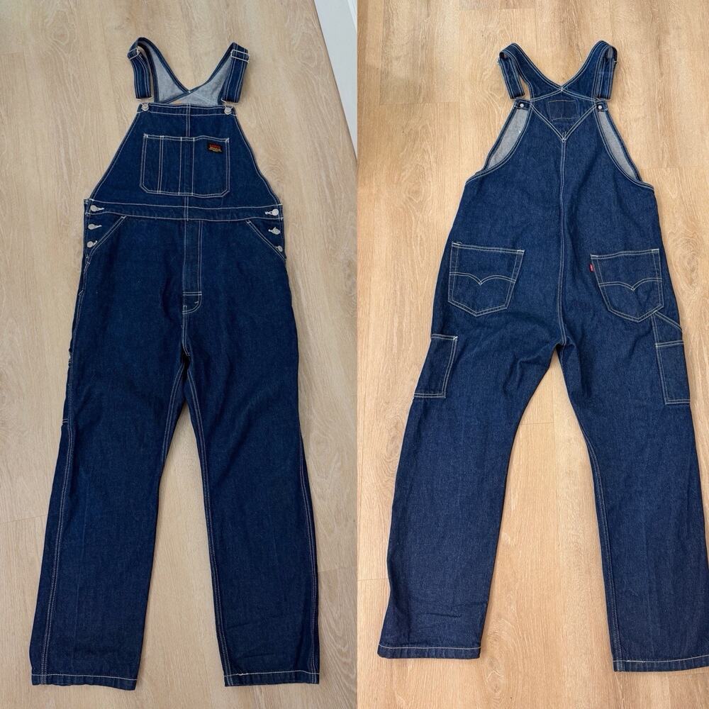 Men’s Levi’s Dark Wash Denim Bib Overalls Workwear Size Large L